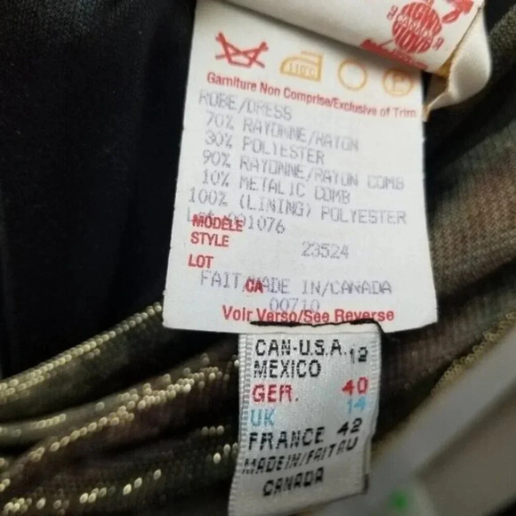 Joseph Ribkoff Couture Metallic Shimmer Black Evening Gown Dress 12 - Picture 5 of 16